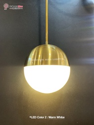 Miliki Lampu Hias Gantung Bulat Kaca Putih Minimalist Modern Gold