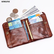 【cw】2021 Genuine Leather Wallet For Men Male Vintage Cowhide Short Bifold Men's Purse Card Holder With Zipper Coin Pocket Money Bag