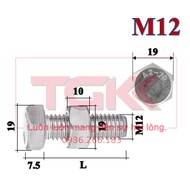 Bolt with stainless steel nut 304 M12 (DIN933+DIN934)