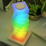 Bedside Table Lamp, Creative Rotatable DIY RGB Night Light with 7 Light Modes, USB Plug LED Desk Lam