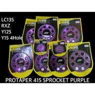 PROTAPER 415 HD LC135 RXZ Y125 Y15 4 lubang REAE SPROCKET DEPAN BELAKANG PURPLE HD