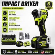 RYOBI 128V Brushless Impact Driver 1080N.M 5.0Ah Battery Cordless Screw Driver 5‑Year Warranty Local