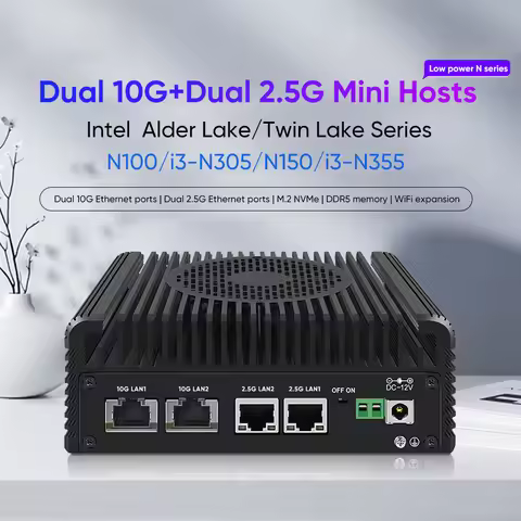 Intel N150 Mini PC 2×10G X550 2×2.5G I226-V LAN DDR5 Dual NVMe SATA Industrial Computer Firewall NAS