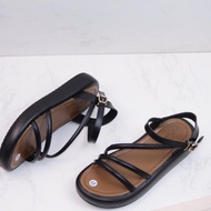 (Real photo) Women's flat sandals with puffy straps and cross-hip straps - DB018