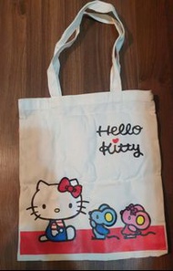 【全新正版】三麗鷗 hello kitty 休閒輕便 白色 手提 環保購物袋 帆布 提袋 托特包 #22排毒