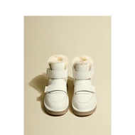 [GU YUN]Snow Boots Korean Style Thick Sole Fleece Lined Thickened Warm Velcro Short Tube Sheepskin I