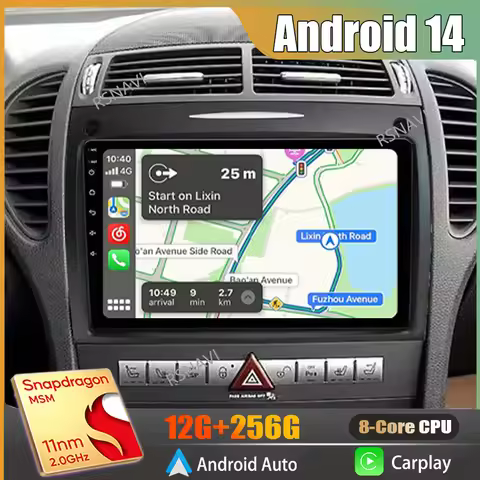 Android 14 For Benz SLK-Class R171 2004 - 2011 2K QLED Stereo Car Radio Multimedia Video Player GPS 