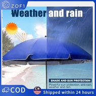 【ZOF1】2.4M/3M Round Retractable Parasol: Garden, Patio & Beach Sun Shade Umbrella with Lampstand for