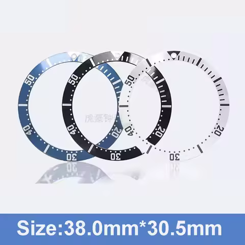 MOD 38.0mm*30.5mm Black Blue White slope Aluminum Luminous Beads Bezel Insert For Seamaster
