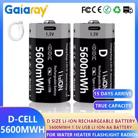 1-20PC 1.5V 5600mWh Rechargeable Battery USB Type-C High Capacity Batteries LR20 Lithium-ion D-Cell 