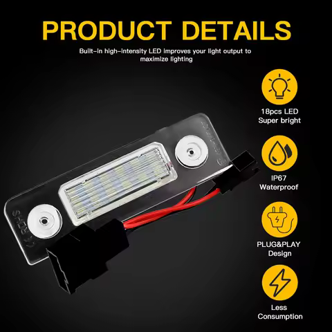 2PCS LED License Plate Lights for Skoda Octavia MKII Pre-facelift/Roomster 5J/Octavia MK2 1Z A5 Face