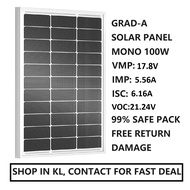 Solar Panel 100W 18V DC High Grade - A  Monocrystalline Solar Panel 100 Watt Mono