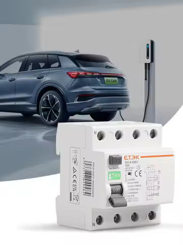 ETEK RCCB Type EV 2P 4P Earth Leakage Circuit Breakers for Car Evse Chargeing Station RCD 40A 63A 30