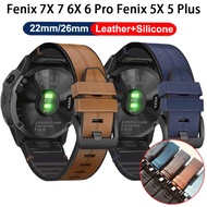22mm 26mm smart watch Quick Release Silicone leather strap compatible For Garmin Fenix 7X 7 6X 6 Pro Fenix 5X 5 Plus Forerunner 945 watch band Easy fit watchband