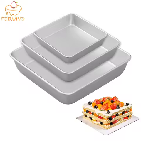 4/6/8Inch Square Cake Tins 3 Layers Angel Food Cake Pan Aluminum Square Baking Pans Baking Mold