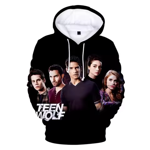 3D Derekhale Print Sweatshirts Teen Wolf Men/Women Black Unisex Tops 4XL Lassic Movie Series Popular