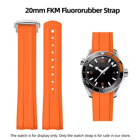 20mm Curved End FKM Fluororubber Watch Strap For Omega Seamaster 300M Diver Deployment Clasp Replace