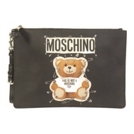MOSCHINO 塗層帆布Teddy Bear Pouch銀扣手拿包