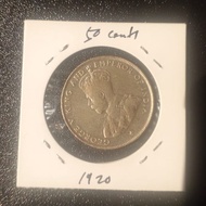 1920 Straits Settlements 50 Cents Silver Coin#088
