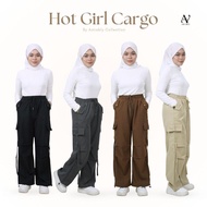 AMIABLY  HOTGIRL MULTI POCKET CARGO Straighcut Tidak perlu digosok Kain yang selekeh