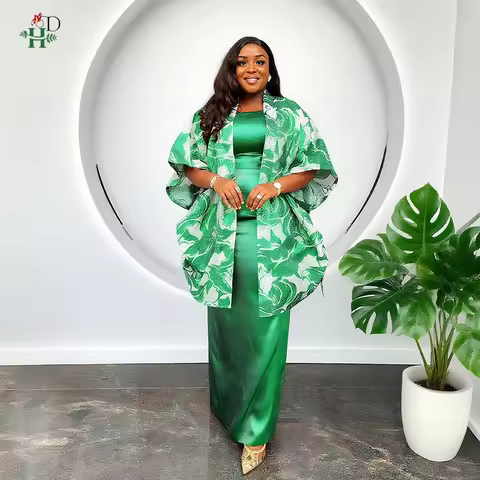 New Plus Size African Clothes For Women 2PCS Sets Dress And Coat Suits Dashiki Ankara Turkey Wedding