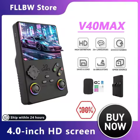 2025 V40MAX Handheld Game Console 4'' IPS Screen 4000mah Battery Joystick RGB lighting Effect 256GB 