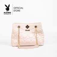 Playboy : Lady Blossom Bag กระเป๋าสะพายข้างผู้หญิง รุ่นST-B242PB563 ดีไซน์ทรงชอปปิ้ง มี 2 สี สีครีมแ