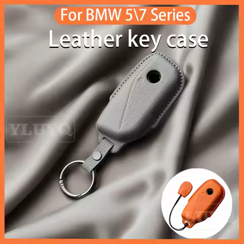 For BMW 5 7 Series Car Key Case, Leather Key Cover, 740i X5 X6 X7 XM IX IX3 I5 Car Interior Accessor
