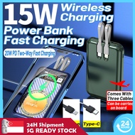 🇸🇬 [In Stock]Magnetic Power Bank 15000mAh 15W/PD22.5W Fast Charging Powerbank Comes With Cables MiNi