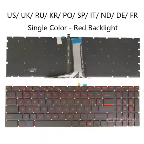 US HB UK RU KR PO SP IT ND DE FR Red Backlit Gaming Keyboard For MSI GL62MVR GV72VR GL65 GL75 GF75 M