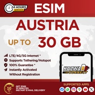 eSIM Austria Data 15/30 Days Roaming Travel (3/5/10/20GB)