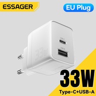 Essager PD 33W GaN USBA Type C Charger Fast Charger PD QC 3.0 USB Type-C Quick Charger For iP 15 14