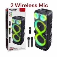 Wireless Speaker ZQS8238 Dual 8 Inci Speaker Dengan Bluetooth Sistem Audio Subwoofer 2 Mikrofon Tanp