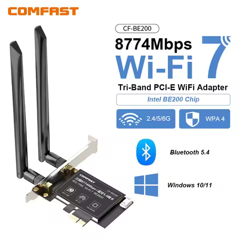 COMFAST BE200 PCI-E Wireless Adapter 8774M WiFi 7 Pcie Card Bluetooth 5.4 6GHz 802.11BE PC/Laptop An