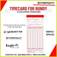 ☸ ▯ ∦ ▩ TIMECARD FOR BUNDY CLOCK , YOKATTA TIMECARD 6 COLUMNS