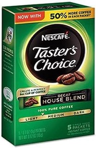 Nescafe Taster's Choice Decaf 5 Piece House Blend Instant Coffee Single Serve Sticks, 0.52 oz