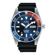 Jam Tangan Pria Alba AL4425X1 Automatic Men Blue Dial Black Silicone Strap