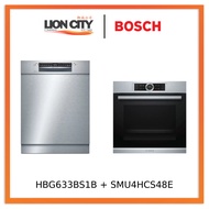 Bosch HBG633BS1B Series 8 Built-in oven 60 x 60 cm + SMU4HCS48E Series 4 Built-under dishwasher 60 cm