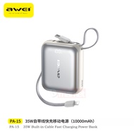【3C Certified】Awei PA-15 10000mAh Powerbank 35W Fast Charging Power Bank Awei PA-16 20000mAh Powerba