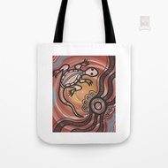 Authentic Aboriginal Art Lizard Tote Bag Canvas
