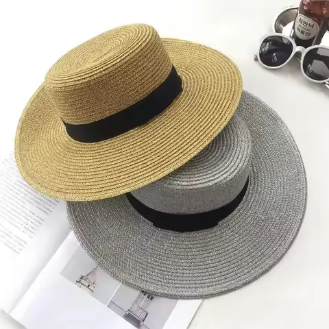 Ladies Sun Fedora Hats Small Bee Shiny Straw Hat European American Retro Gold Braided Female Sunshad
