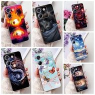 Clear Back Cover For Poco M7 Pro 5G Case Aesthetic Cute Cat Fashion Flowers Painted Back Cover 2409F