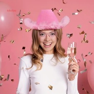 Cowgirl Costume Accessories Pink Cowgirl Hat Pink Cowboy Hat Set with Feather Trim Heart-shaped Sung