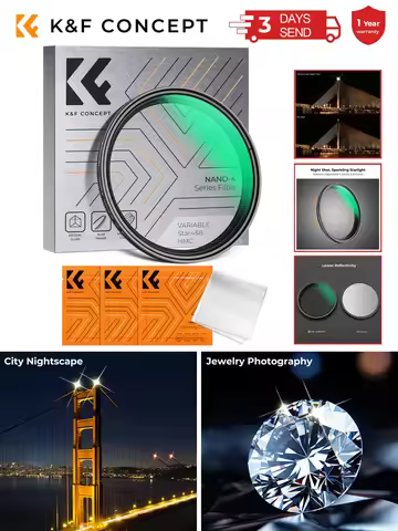 K&F Concept Star Filter 4-8 Points Variable Starburst Filter Cross Screen 18 Layer Coating for Nikon