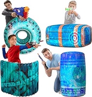 Skywin Obstacles for Nerf - 4 Pieces Easy Set Up Inflatables for Nerf Gun Party and Laser Tag Game - Nerf Battle Obstacles Great for Shelter (Blue)