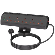 17-in-1 Portable Extension Plug Tower Socket with 12AC &4USB-C &1USB-A &3 SwitchSurge Protector Powe