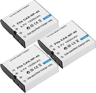 3 Pack CNP-40 Replacement Battery 3.7V 1500mAh Set for Casio Exilim EX-Z600 EX-Z750 Z1000 Z1050 Z108