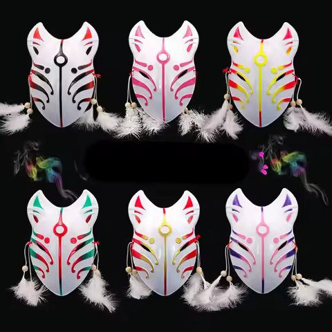 Burst Fire Product Japan Legend Animal Mask Cosplay Fox Face Helmet Feather Tassels Headgear Hallowe