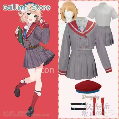 Anime Vtuber Youtuber 코스프레 Shigure Ui Costume Kawaii Uniform JK School Uniform Dress Lolita Hat Wigs
