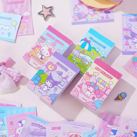 Sanrio Melody Kuromi Kitty Memo Pad Kuromi Cinnamoroll Melody Notes Stationery Label Notepad Planner
